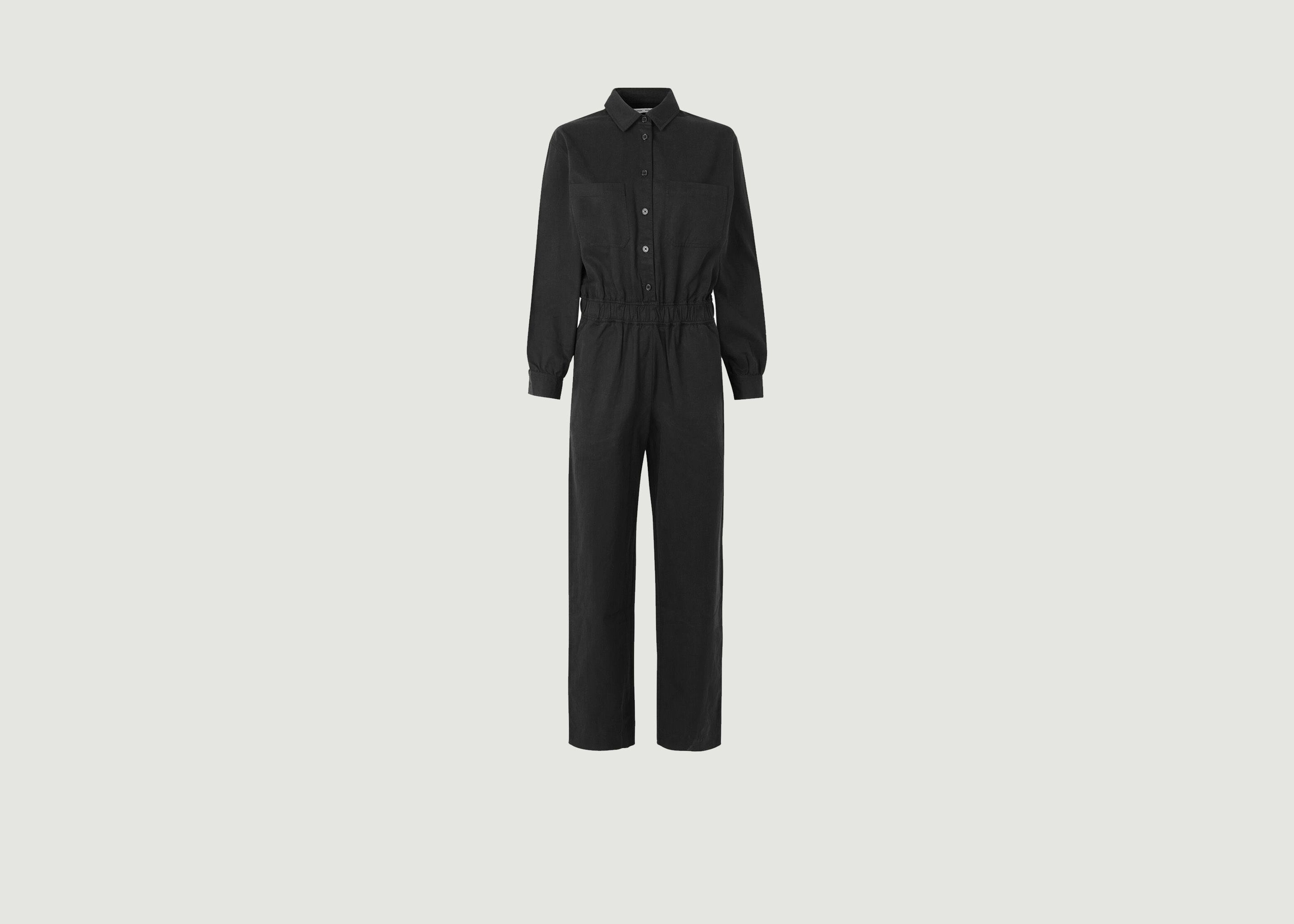 black buttoned jumpsuit