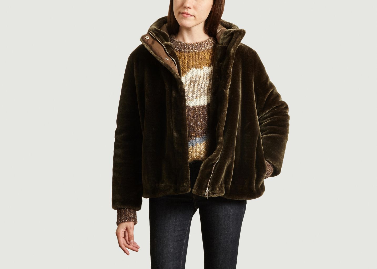 manteau effet fourrure