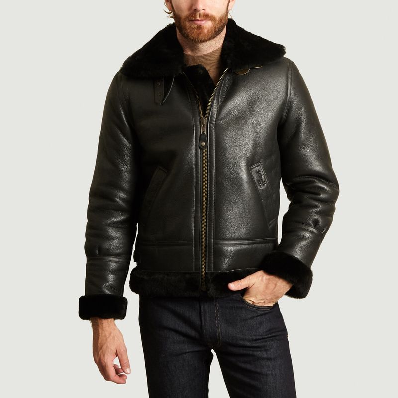 Blouson Bombardier En Cuir De Mouton LC 1259 Noir Schott NYC L