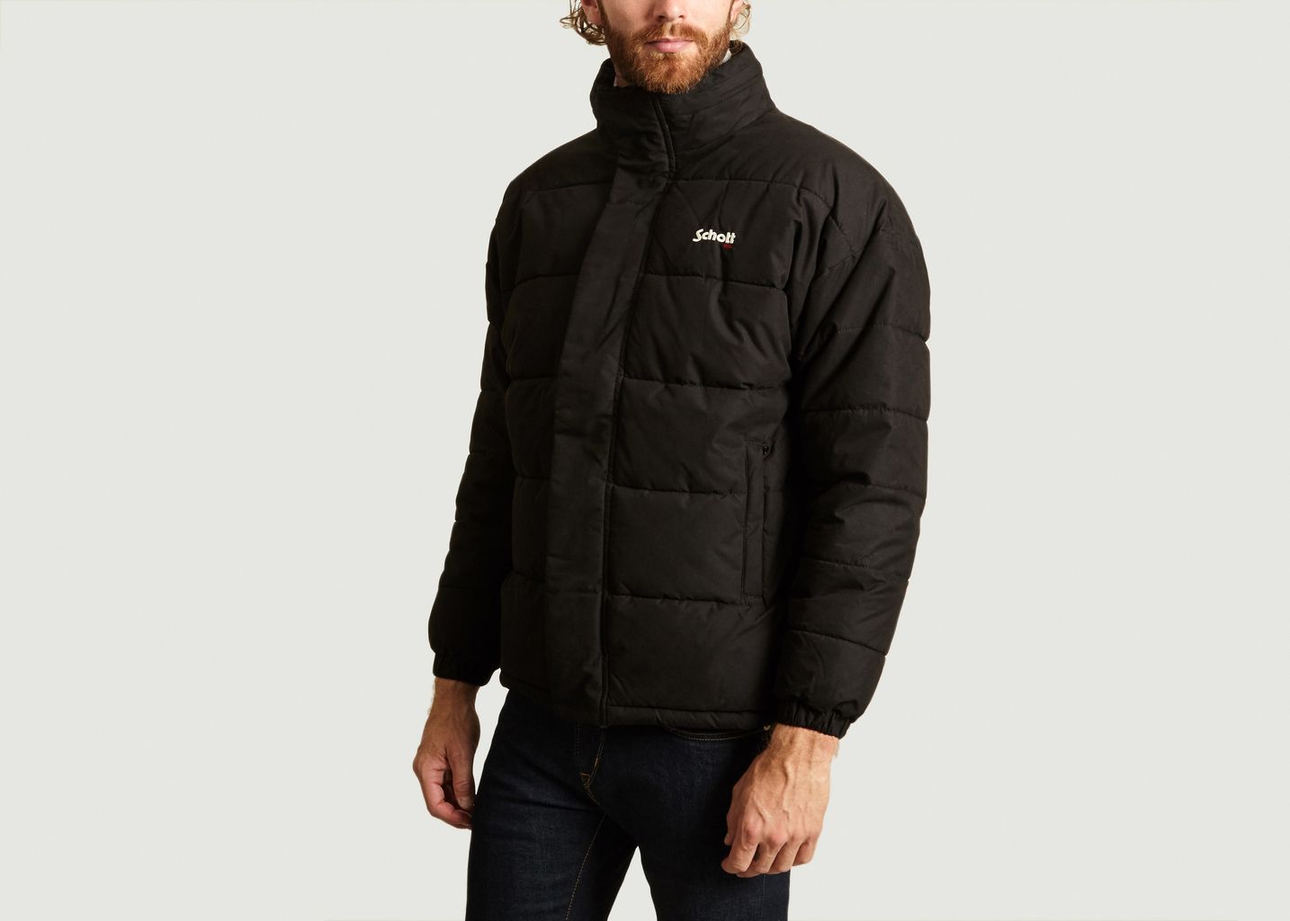 schott black puffer jacket