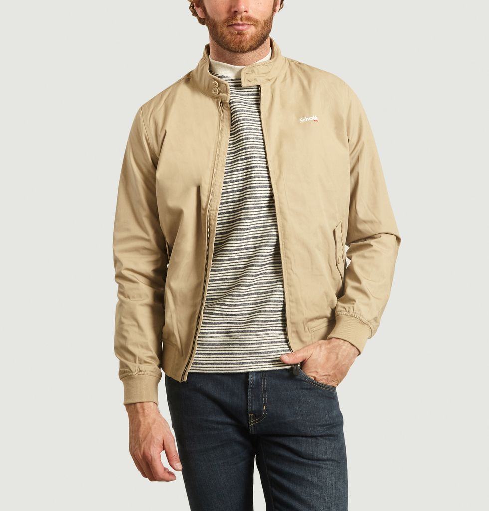 Blouson en toile Cabl12 Beige Schott NYC | L'Exception Schott NYC Pull Col 12 Zippe Cotes Homme: