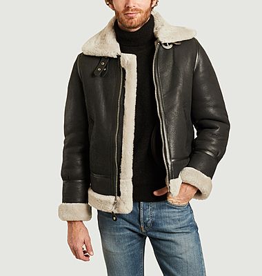 LC1259 B-3 leather and wool bomber jacket