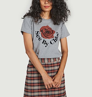 Rosa bedrucktes T-Shirt aus Bio-Baumwolle