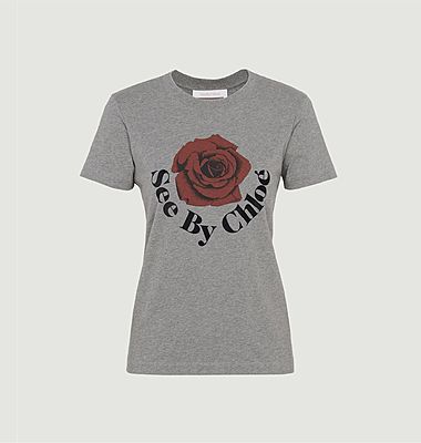 T-shirt imprimé rose en coton bio