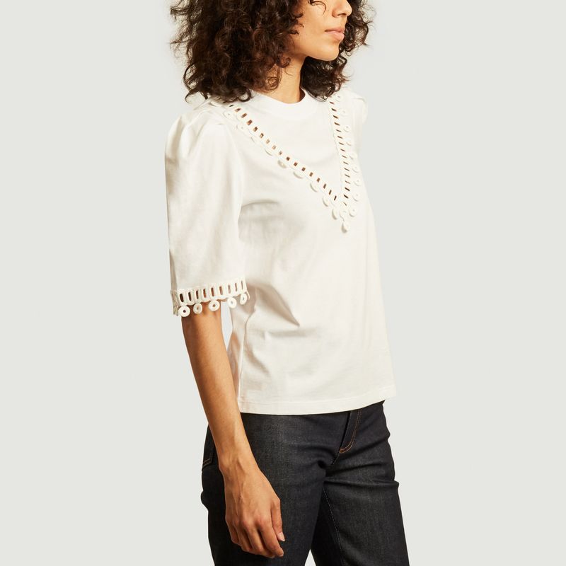 T-shirt en coton avec guipure - See by Chloé