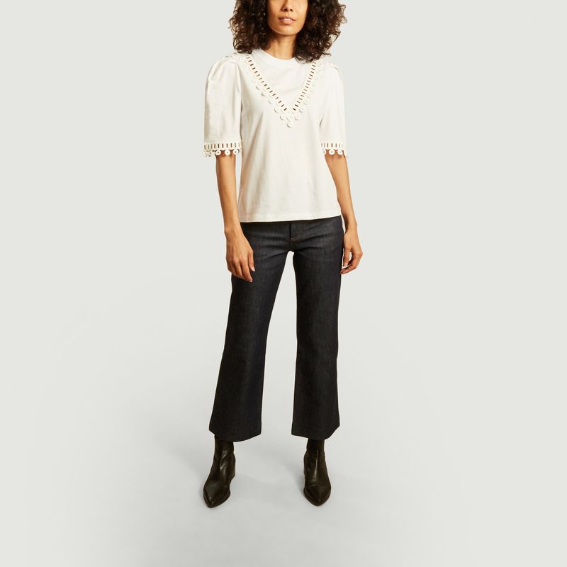 T-shirt en coton avec guipure - See by Chloé