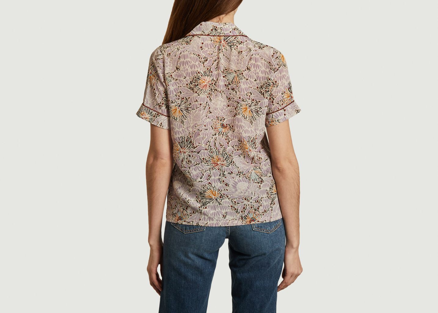 Chemise manches courtes en soie imprimé fleuri Gil - Sessun