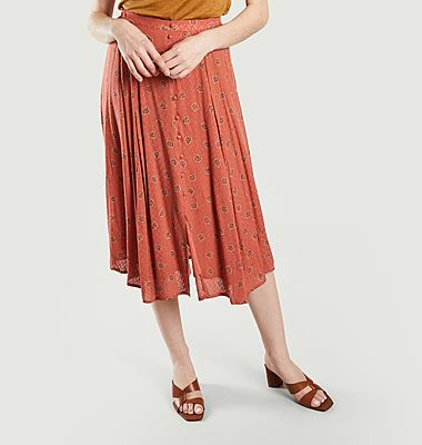 Buttoned midi skirt with fancy pattern Adele