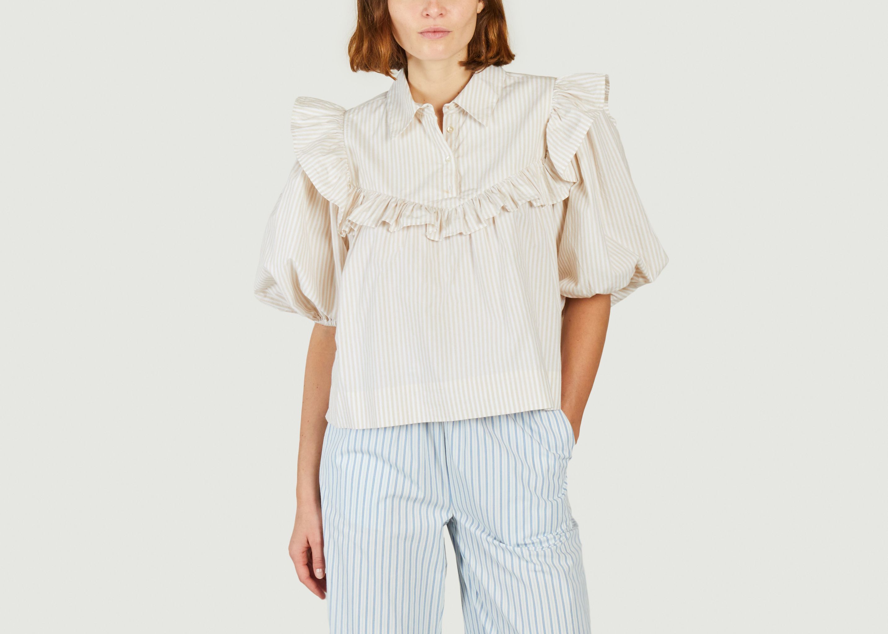 Ipani short-sleeve striped blouse - Skall Studio