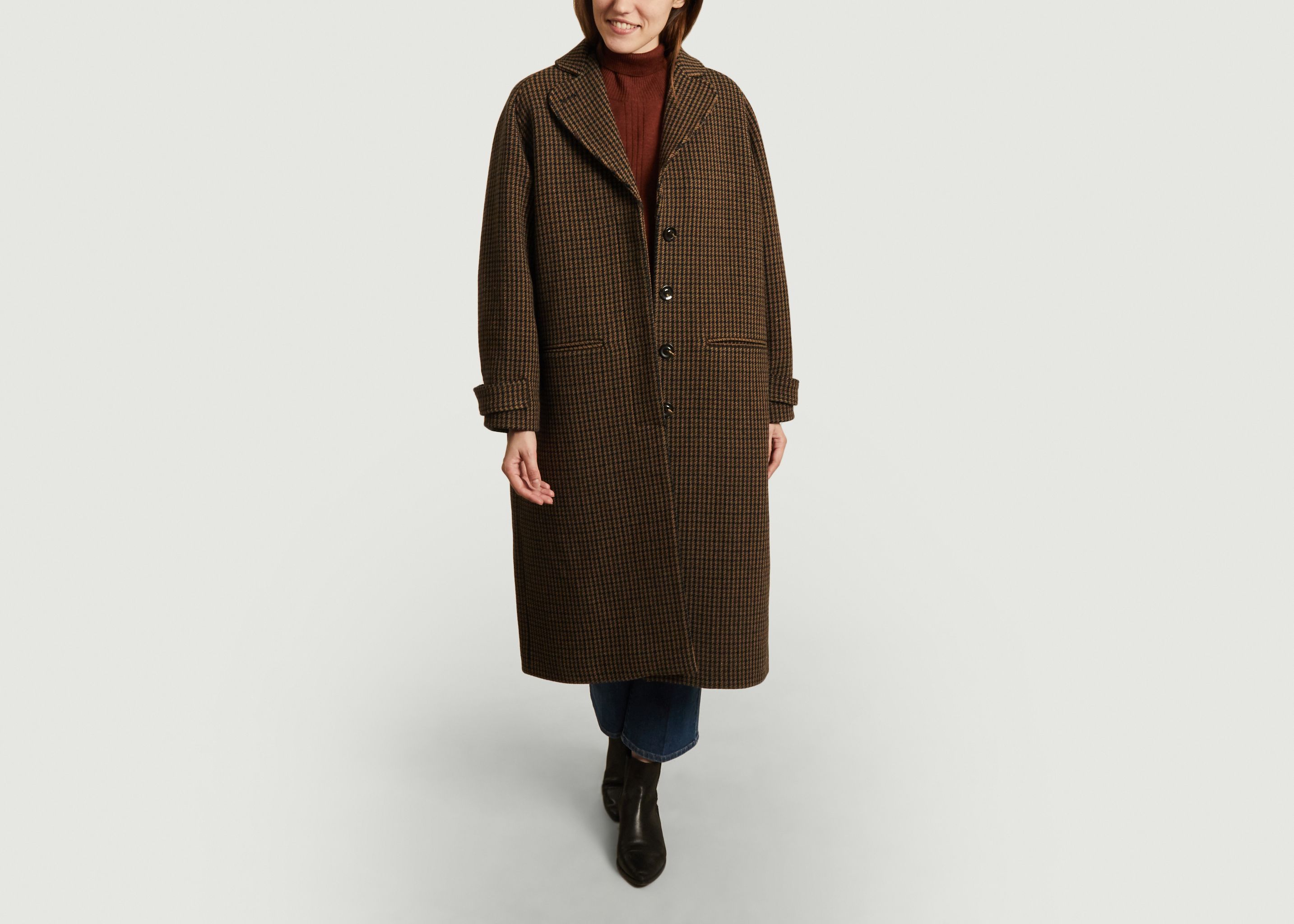 Oscar houndstooth pattern loose coat - Soeur