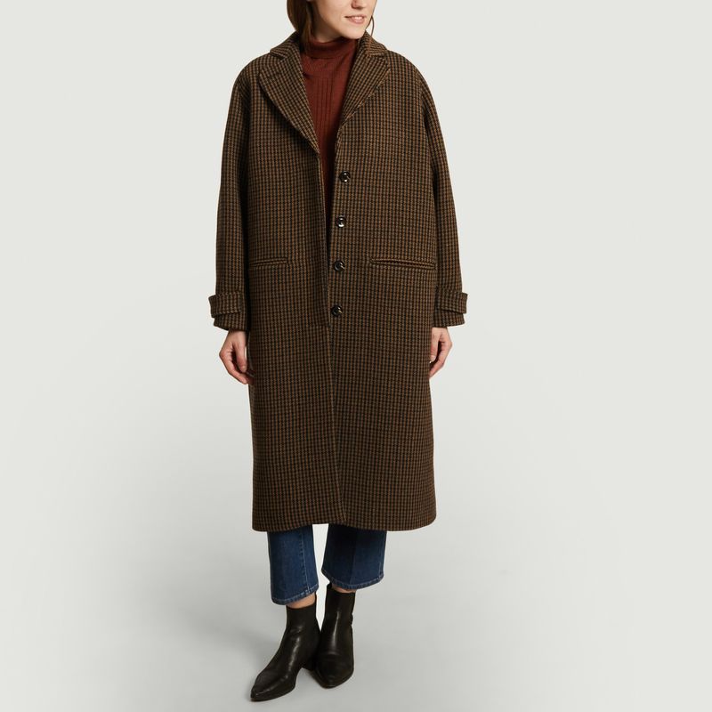Oscar houndstooth pattern loose coat - Soeur