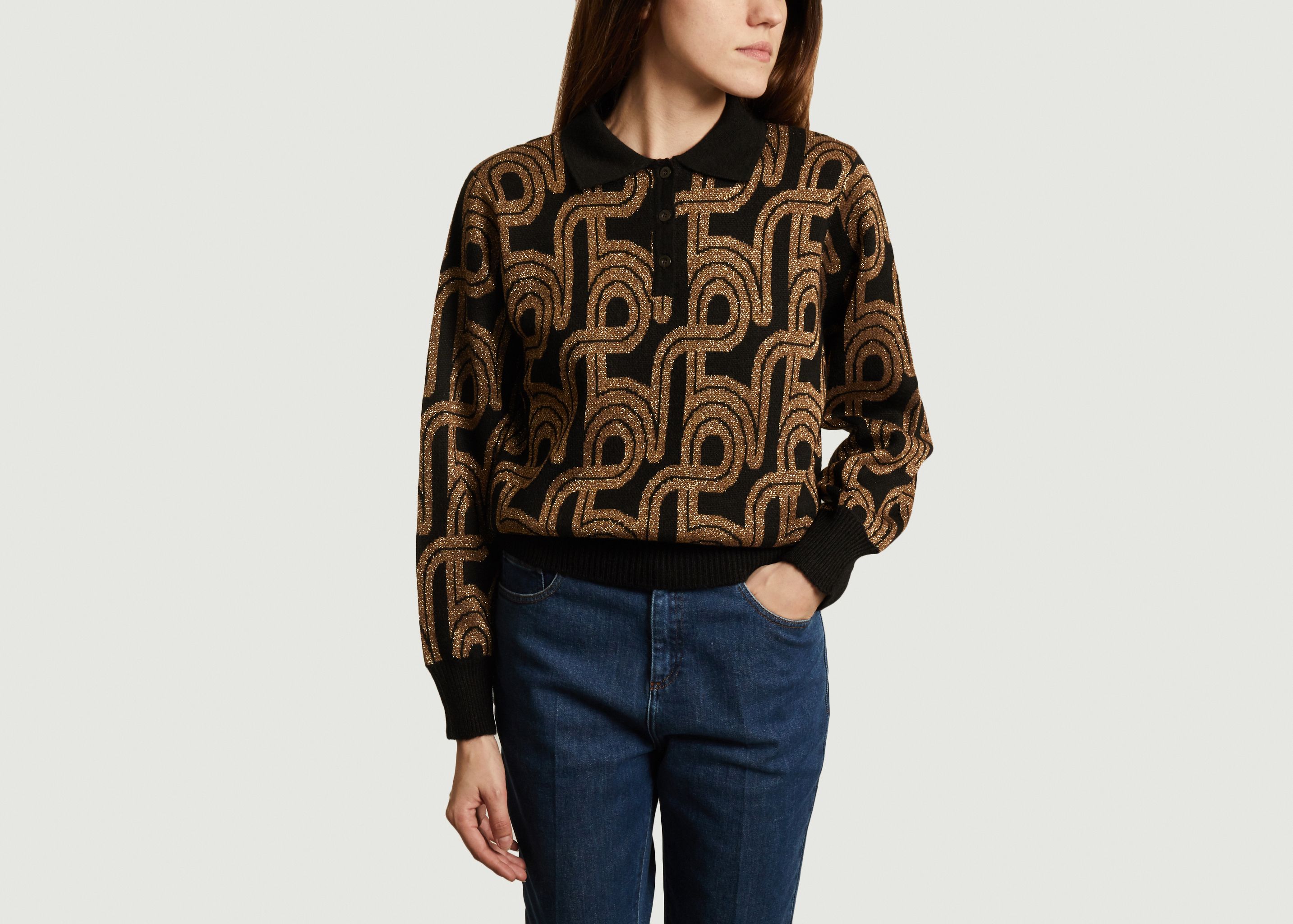 Oulipo polo shirt collar jacquard sweater - Soeur
