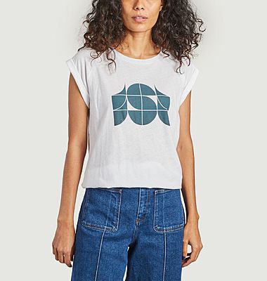 Valentina T-Shirt aus Baumwolle und Leinen mit Siegel