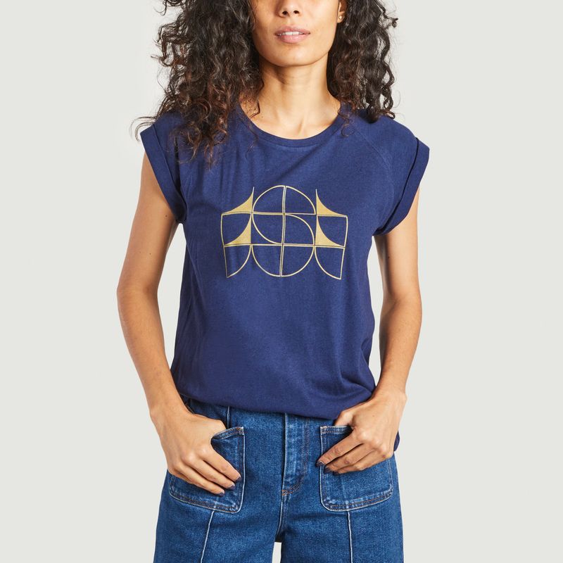 T-shirt siglé en coton et lin Valentina - Soeur