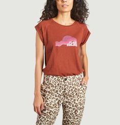Plein Soleil printed cotton and linen T-shirt Valentina