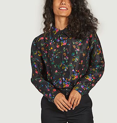 Lucretia linen and silk floral print shirt