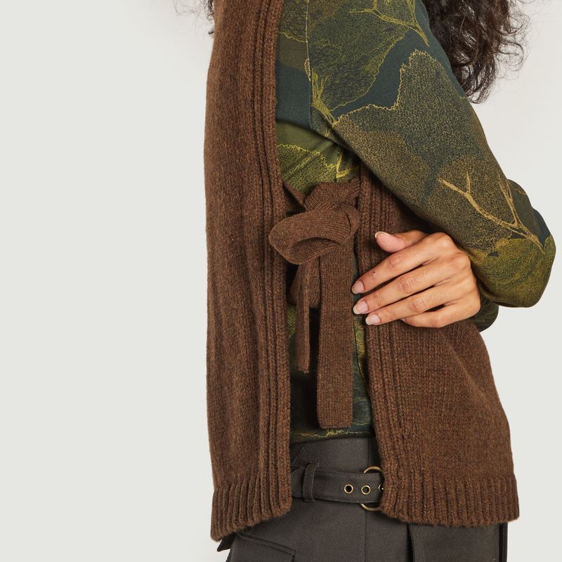 Gold sleeveless high neck sweater Brown 