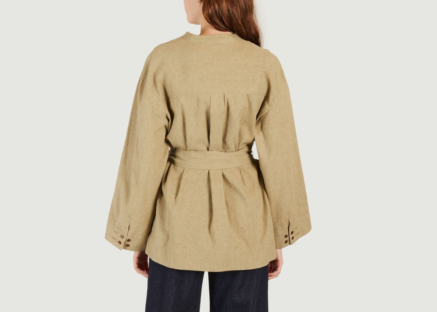 Tabata washed cotton and linen belted shirt - Soeur