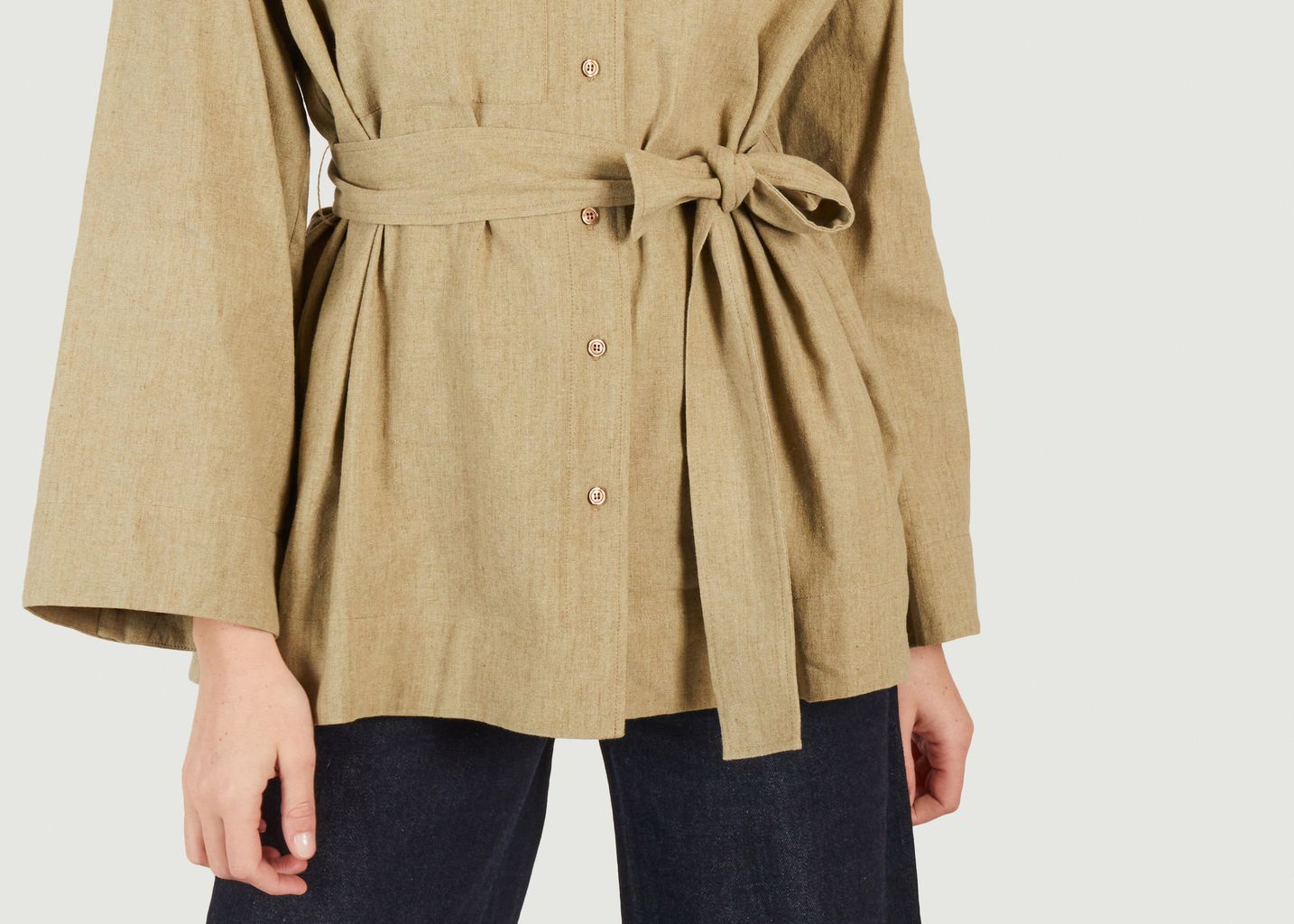 Tabata washed cotton and linen belted shirt - Soeur