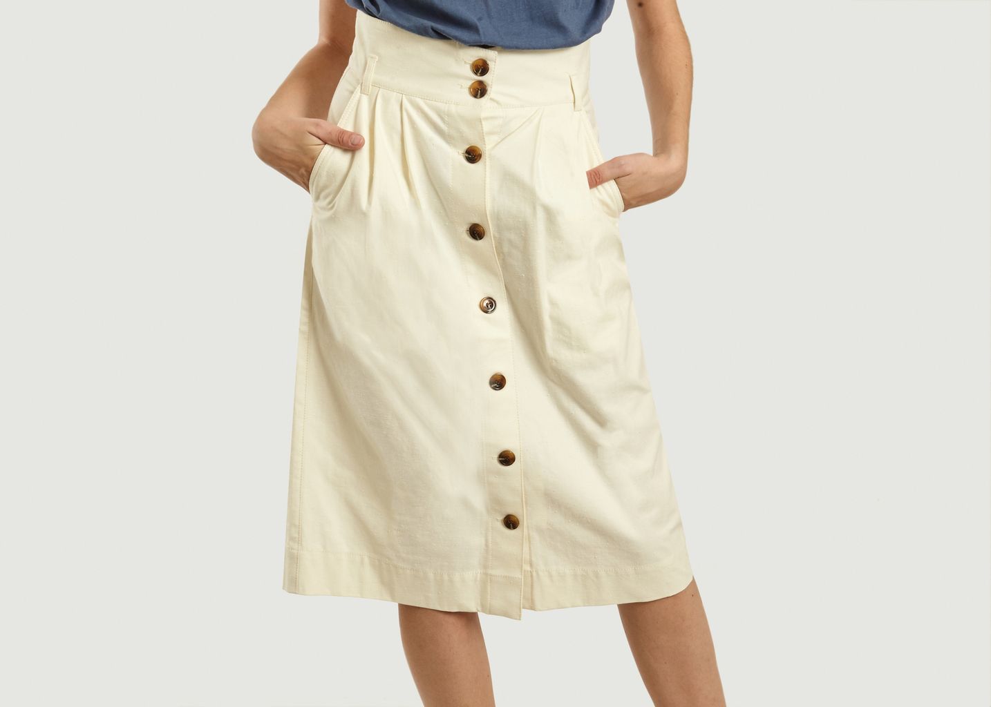  Ischia High Waist Japanese Flamed Cotton Skirt - Soeur