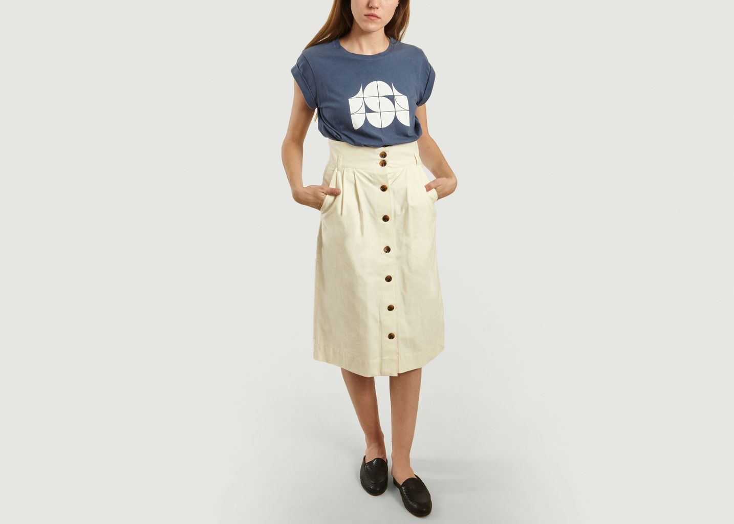  Ischia High Waist Japanese Flamed Cotton Skirt - Soeur