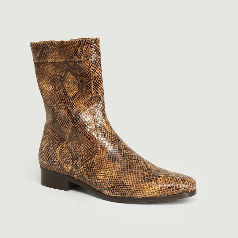 Ecaille python effect leather boots - Soeur