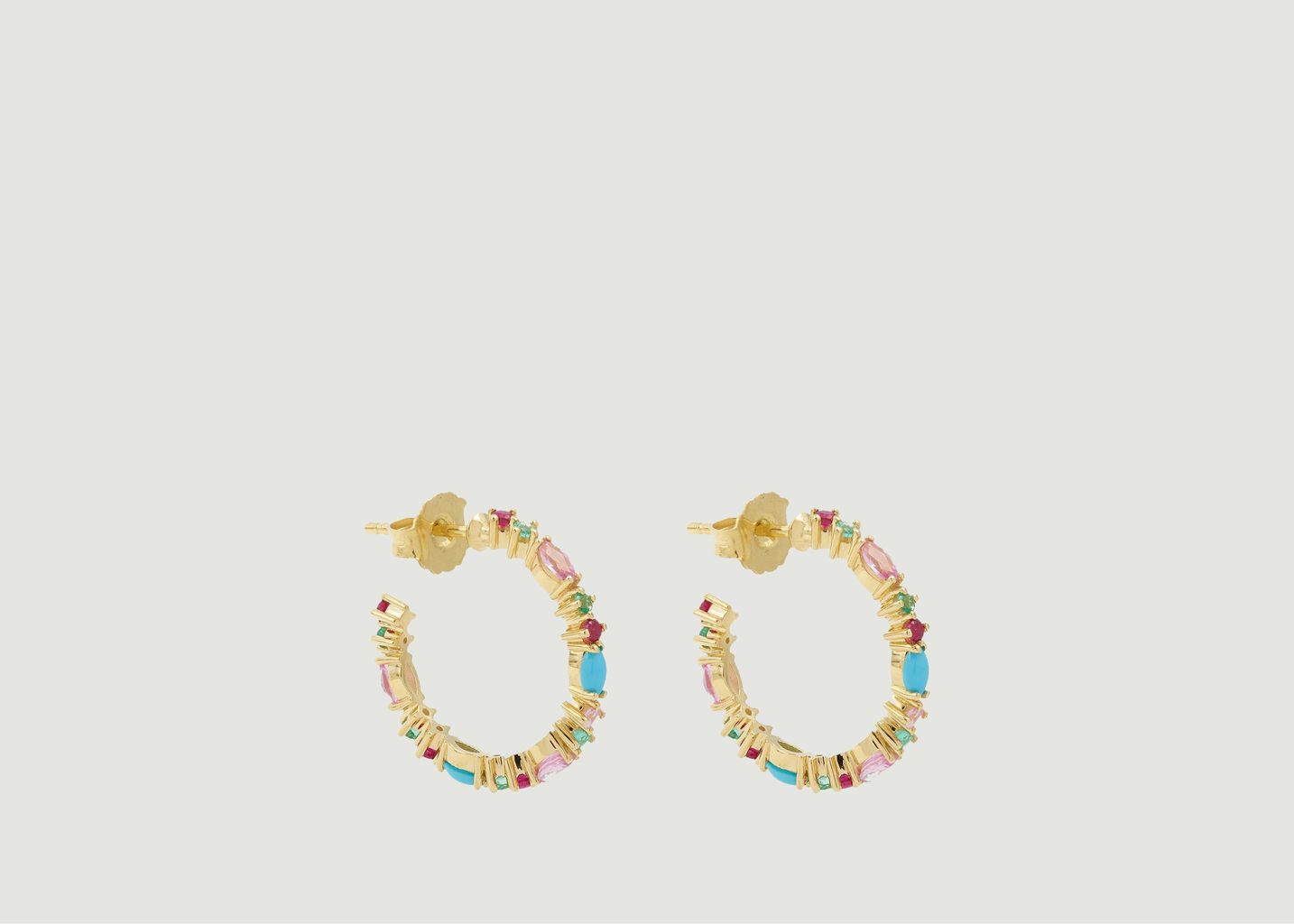 Gaia 2 Turquoise hoop earrings - Sophie d'Agon