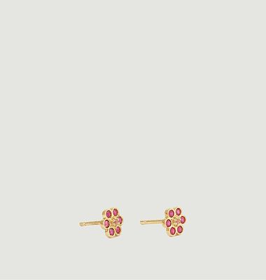 Miniflower 4 Red earrings