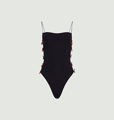 One-piece swimming costume with chain