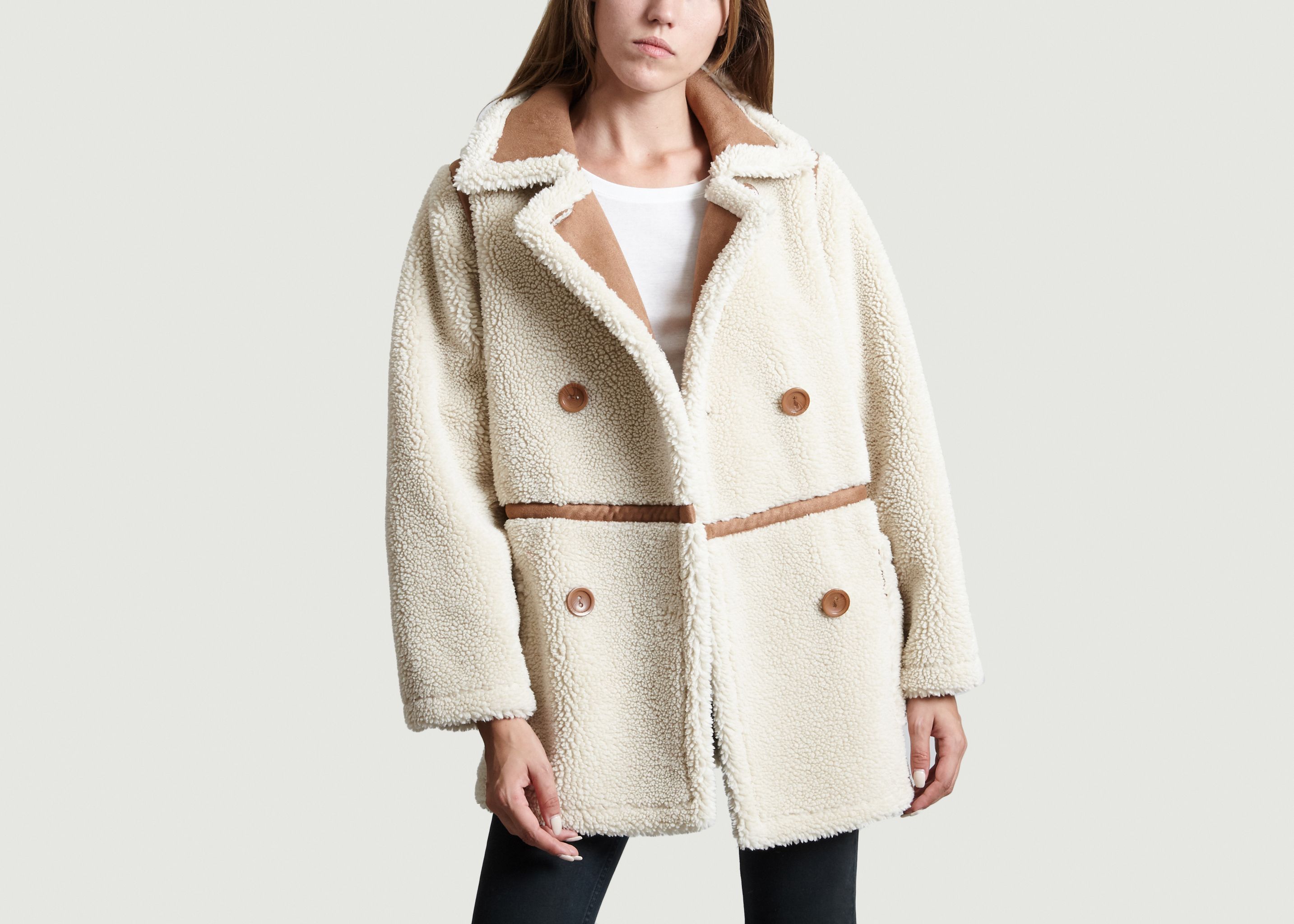 white sherpa coat