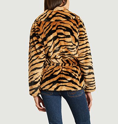 Tiffany faux-fur tiger patern short coat