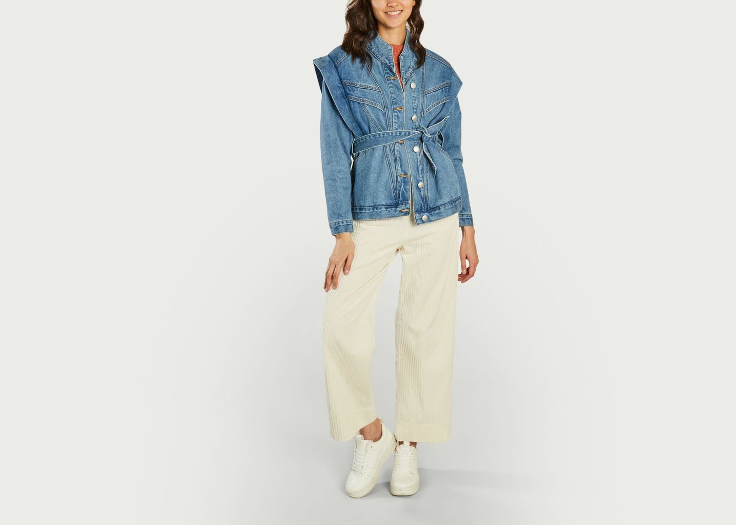 Veste en jean ceinturée avec épaulettes Duna - Suncoo