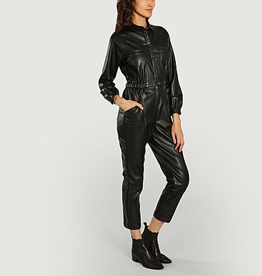 Tina faux-leather 7/8 length jumpsuit