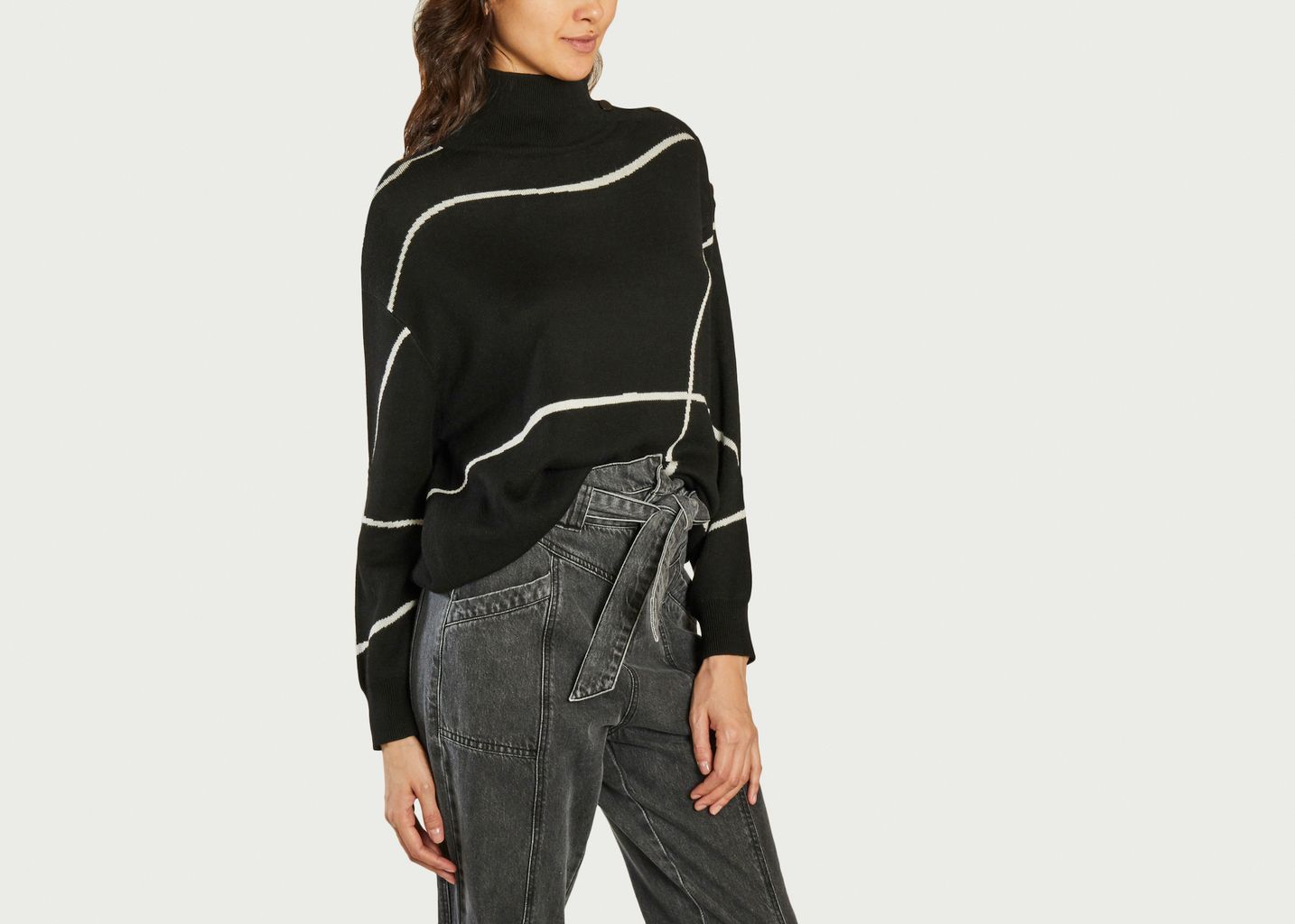 Pull oversize motif géométrique col montant Paxton - Suncoo