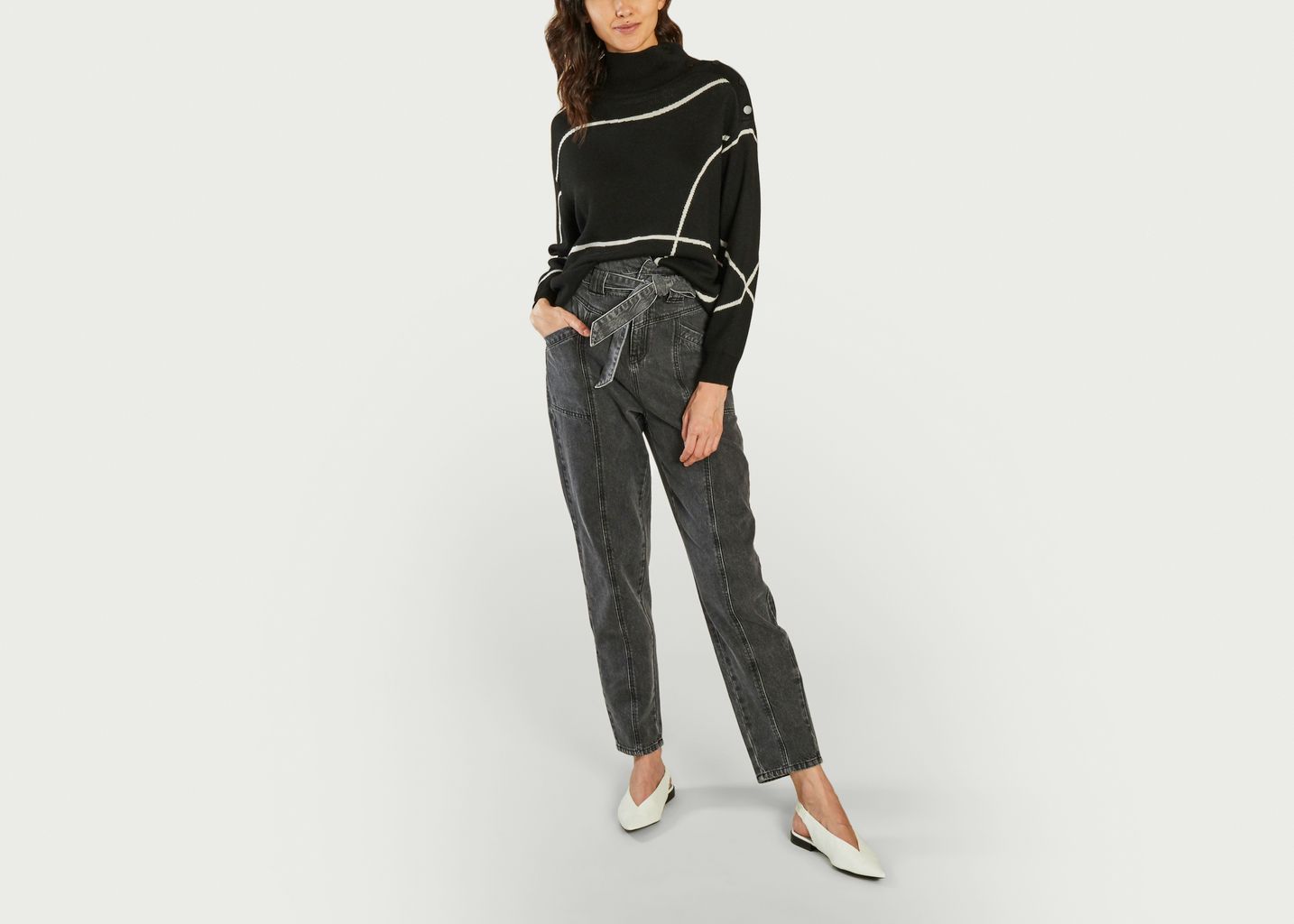Pull oversize motif géométrique col montant Paxton - Suncoo