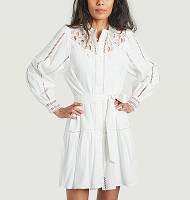 Belted shirt dress with lace Camelia