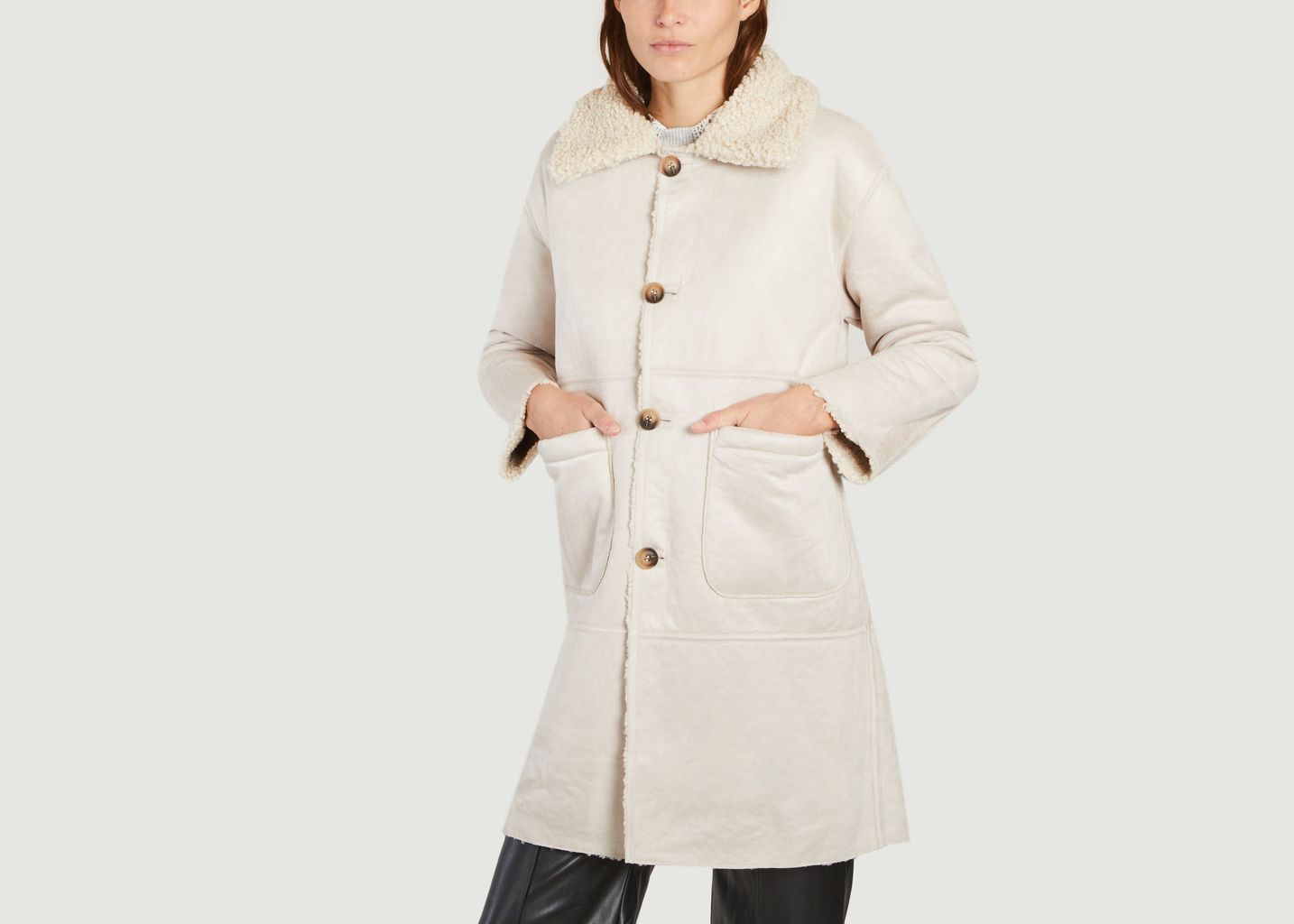 Long reversible coat with fur effect Elho - Suncoo