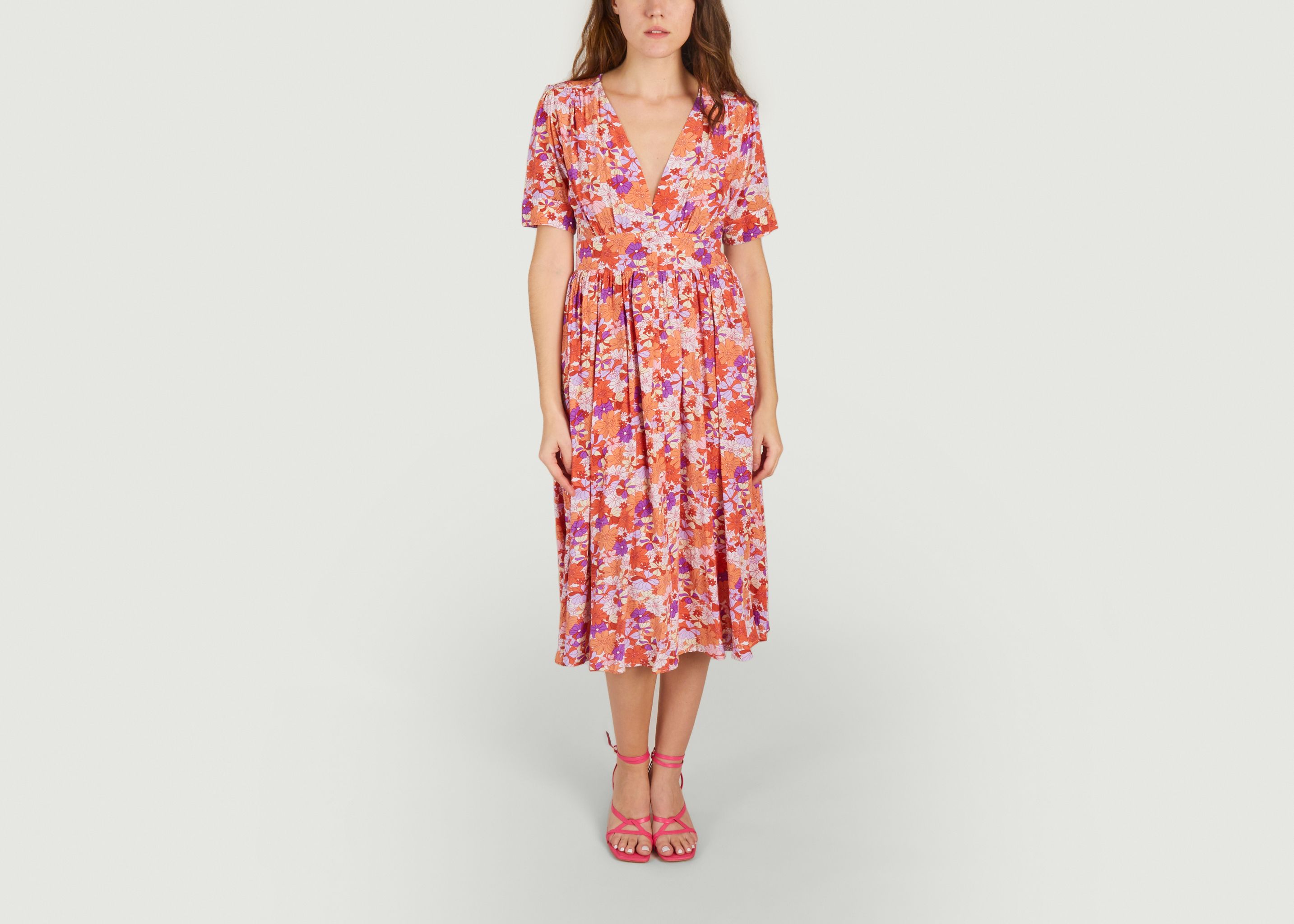 Casey floral print midi dress - Suncoo