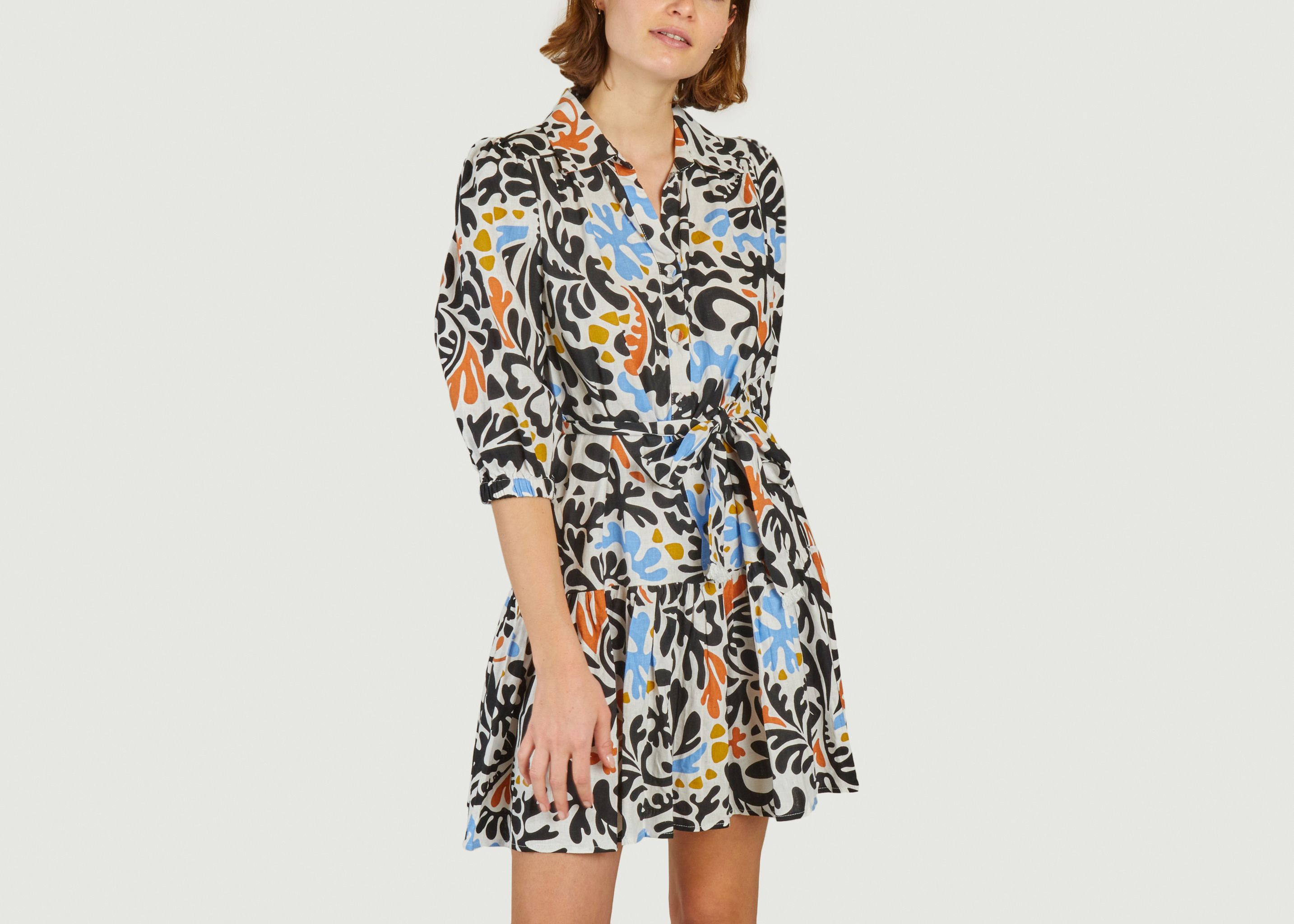 Short dress, 3/4 sleeves, fancy print Cadiz - Suncoo