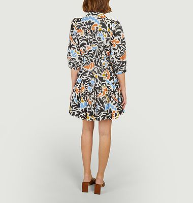 Short dress, 3/4 sleeves, fancy print Cadiz