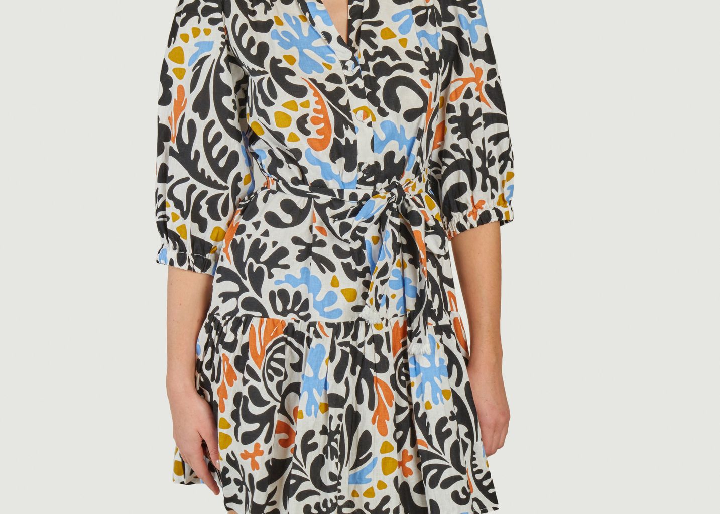 Short dress, 3/4 sleeves, fancy print Cadiz - Suncoo