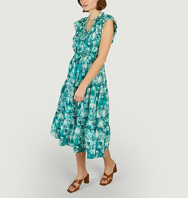 Calipso printed cotton midi dress