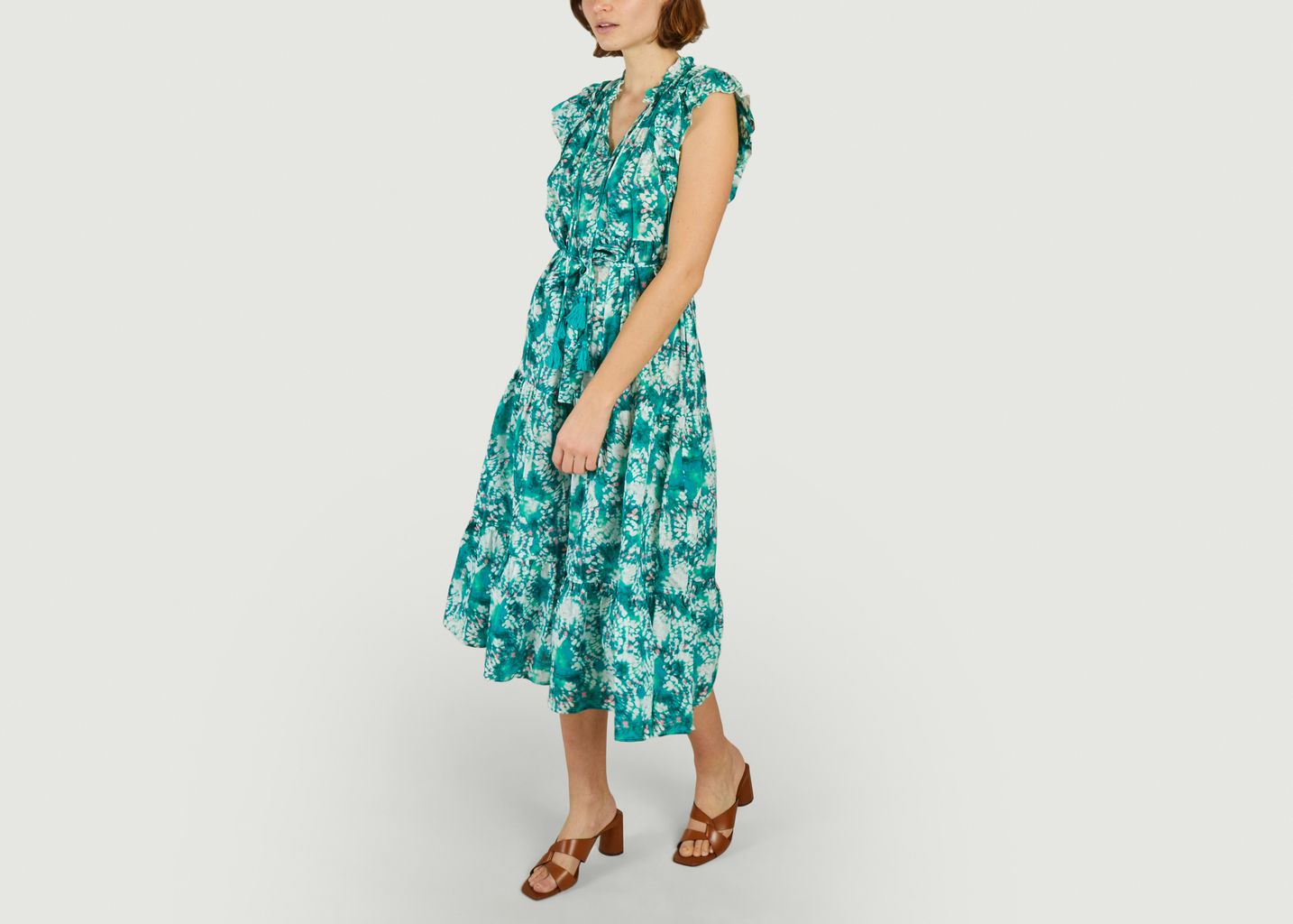 Calipso printed cotton midi dress - Suncoo