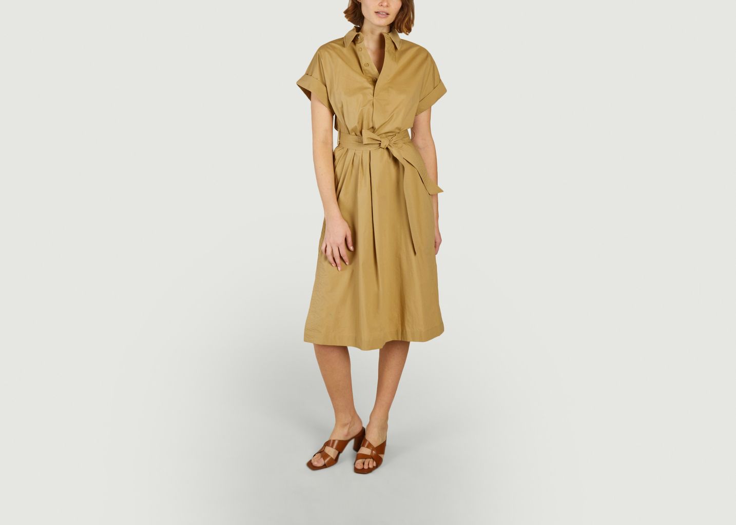 Clodie short-sleeved midi shirt-dress - Suncoo