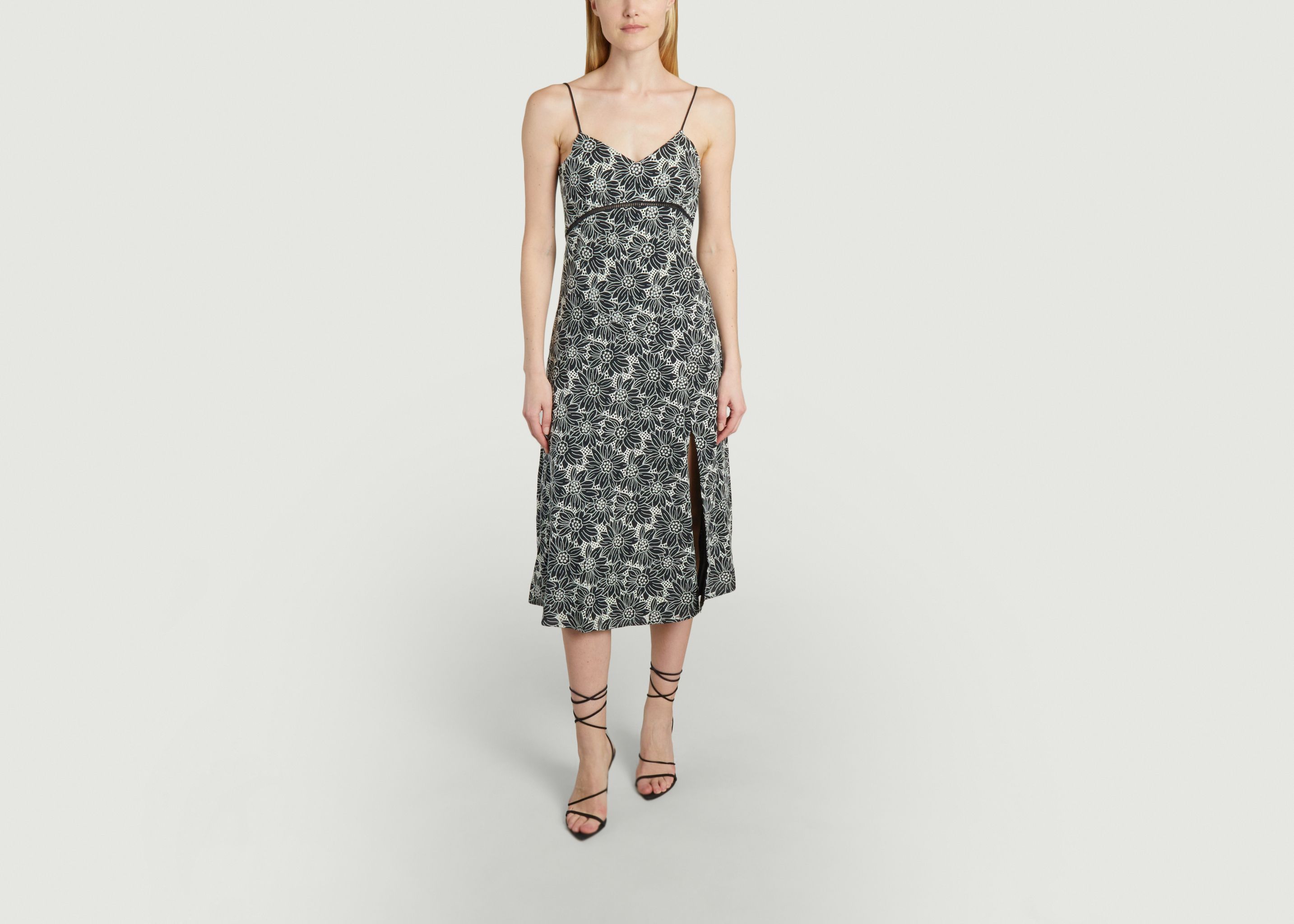 Robe midi brodée motif fleuri Clarita - Suncoo