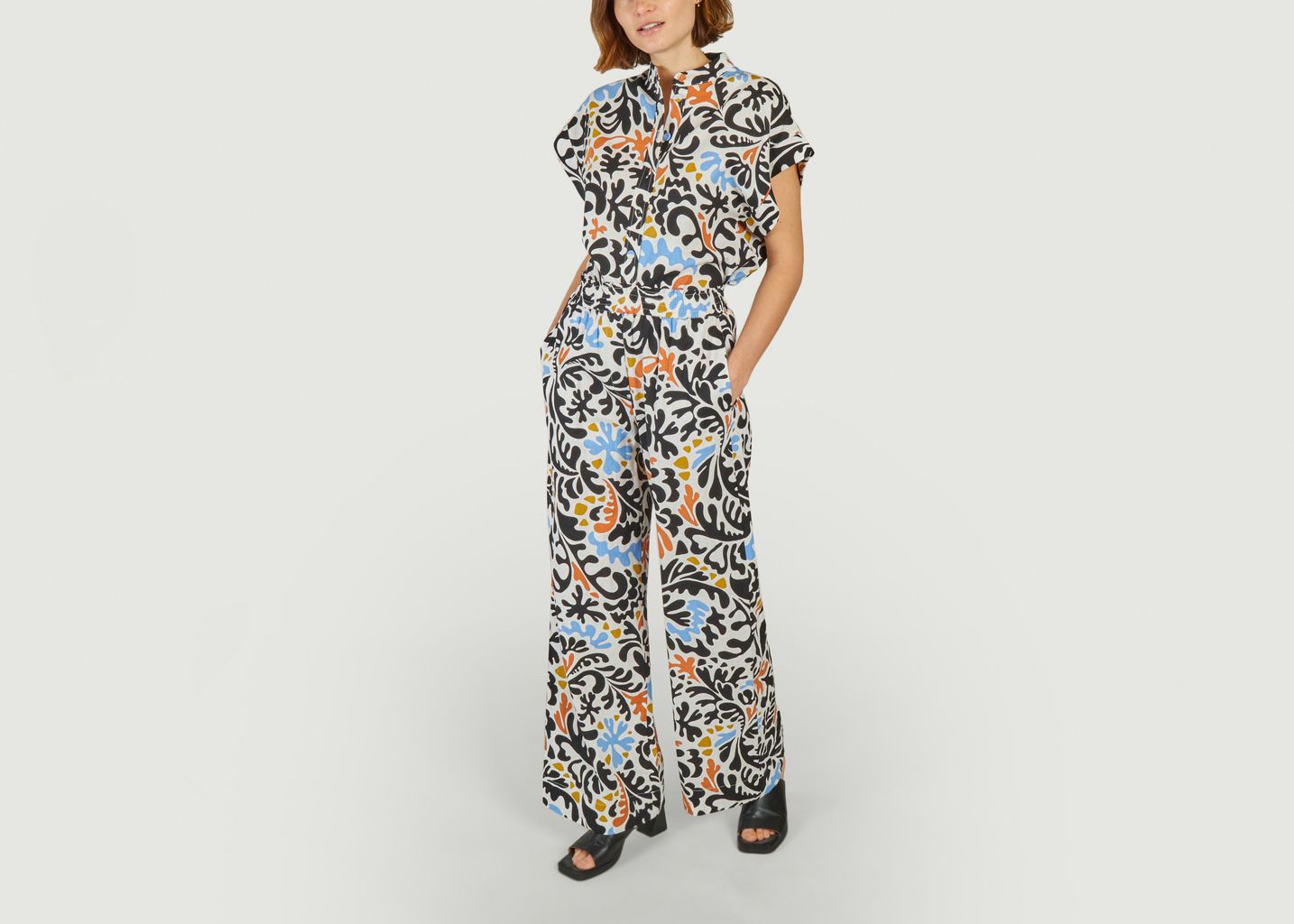 Jahel wide-leg fancy print pants - Suncoo