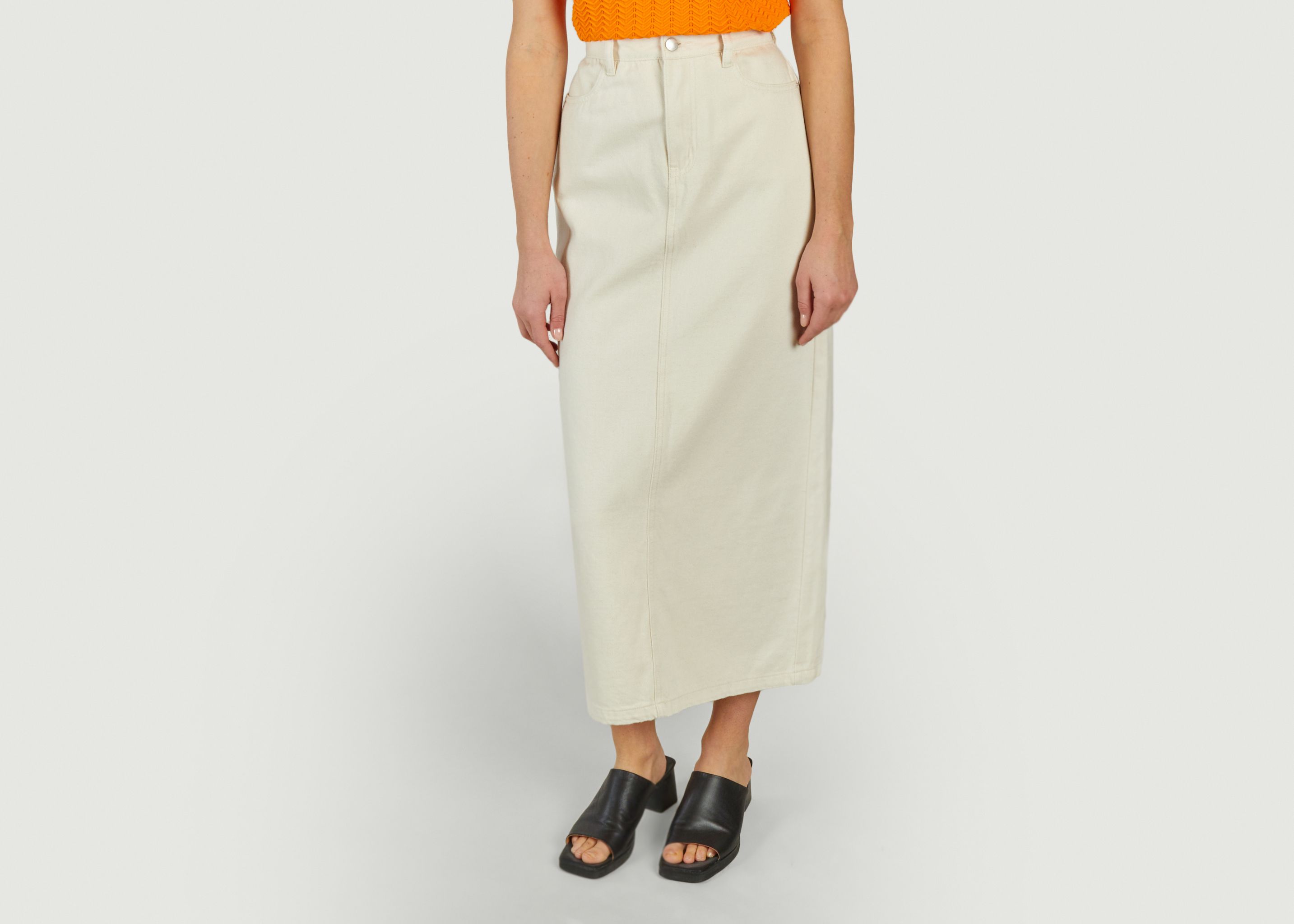 Long, straight skirt in Floyd-dyed denim - Suncoo