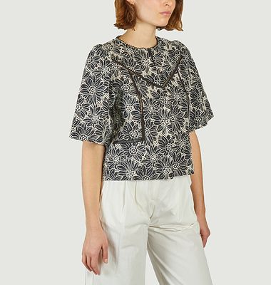 Liam floral embroidered short-sleeve blouse
