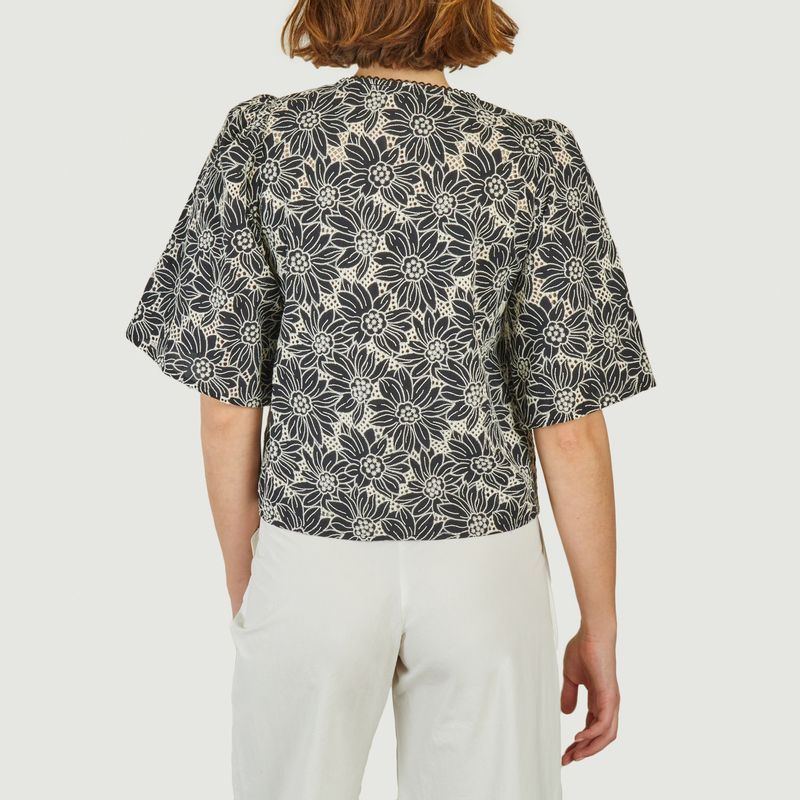 Liam floral embroidered short-sleeve blouse - Suncoo