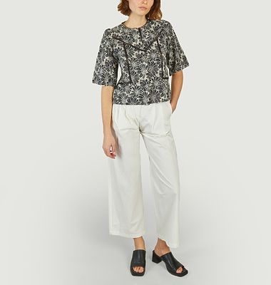 Liam floral embroidered short-sleeve blouse